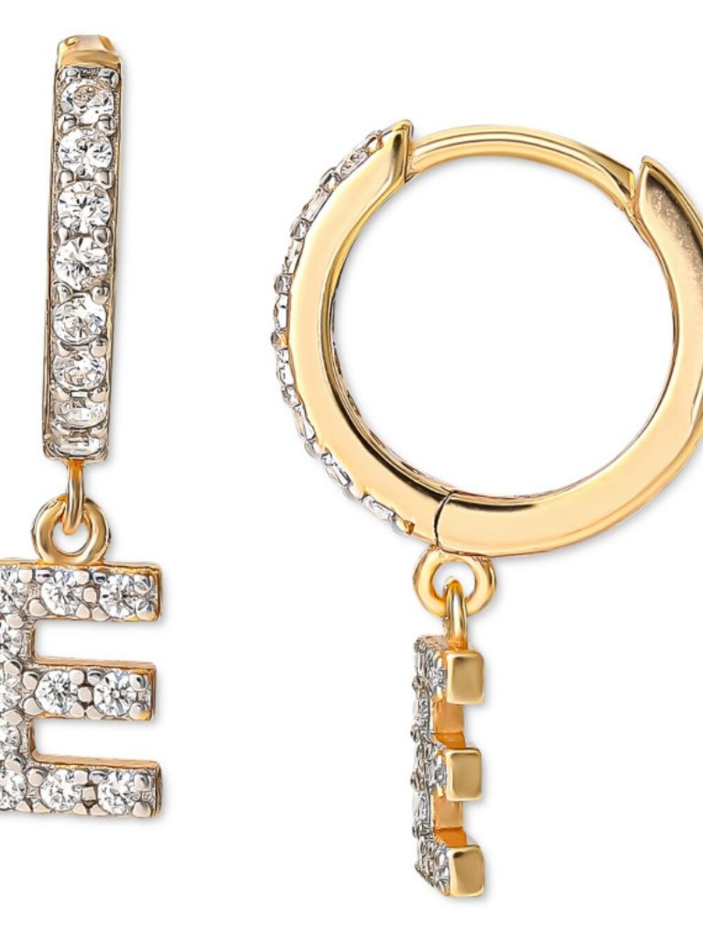 Giani Bernini CZ Initial Dangle Hoop Earrings 18k Gold Plated Sterling Silver